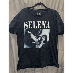 Selena Shirt Mens LARGE Black Tee Spellout Graphic Logo Short Sleeve Cotton